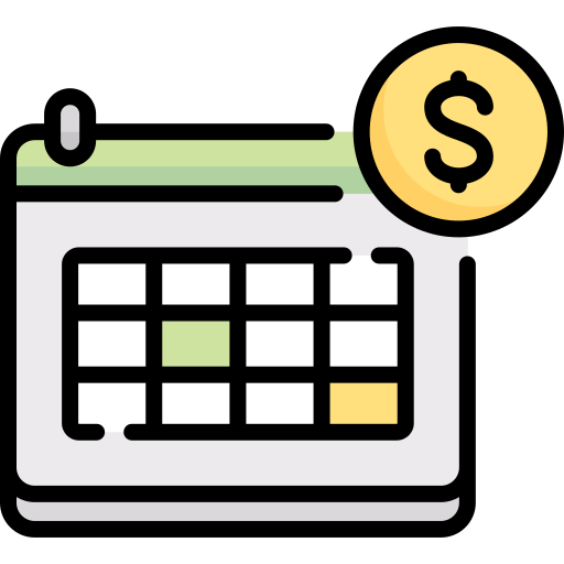 Calendar highlighting flexible payment plan options over one year